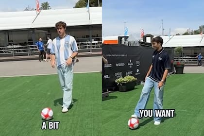 Franco Colapinto y Pierre Gasly patearon al arco en su llegada al Gran Premio de Barcelona-Cataluña (Foto: Instagram @alpinef1team)