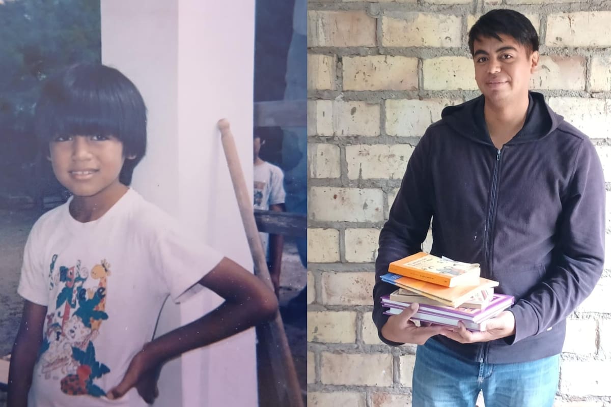 Franco, de adolescente, en su pueblo: ya en 2017, como profe del centro de apoyo escolar