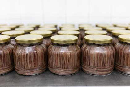 Frascos de anchoas en aceite.