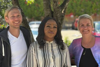 from the left; Jonas Cedenwing (Founder CTO, Telness Tech), Teniola Stuffman (Group Executive Director Business Development VAS2Nets), Martina Klingvall (Founder, CEO Telness Tech) (Photo: Business Wire)