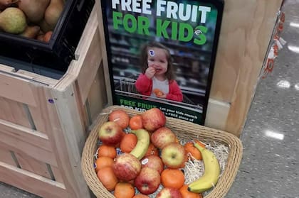Fruta gratis para los niños en los supermercados de Nueva Zelanda.