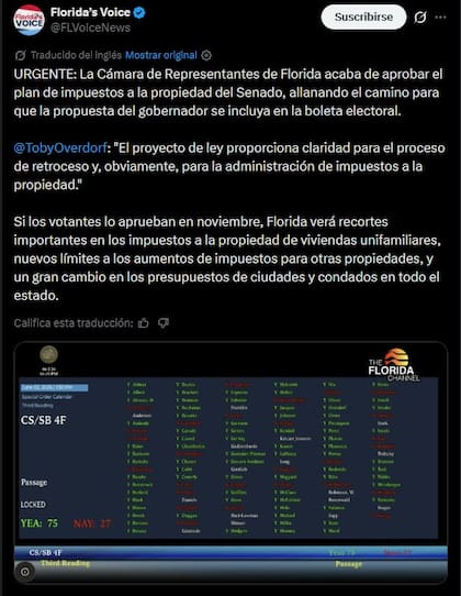 Fue aprobada en la Cámara de Representantes la propuesta de DeSantis para eliminar impuestos