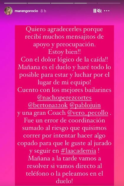 "Fue un error de coordinación": Rocío Marengo llevó tranquilidad a sus seguidores tras conocerse su caída