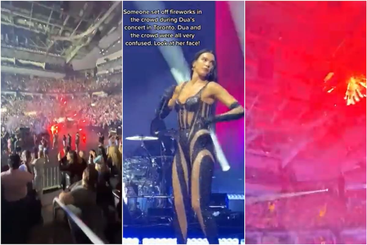 Fuegos artificiales no autorizados en el show de Dua Lipa en Toronto (Foto: Captura de video)