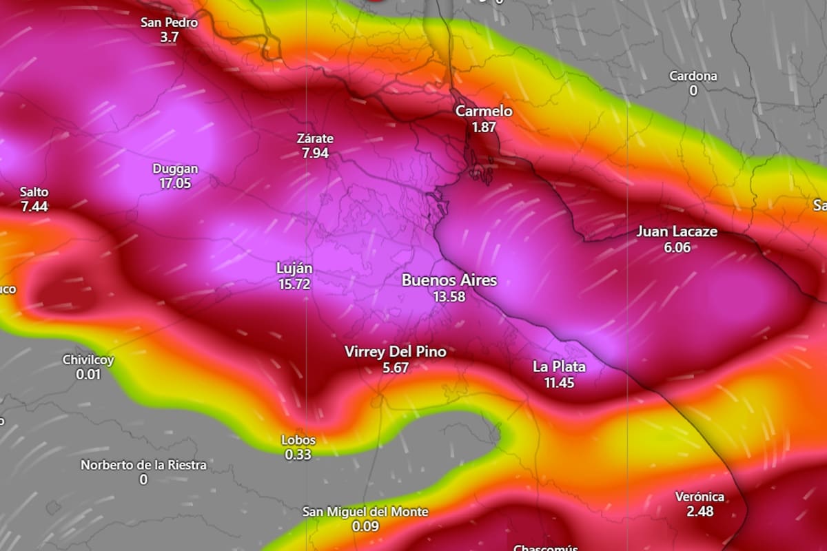 Fuerte avance de frente frío y precipitaciones sobre la provincia de Buenos Aires