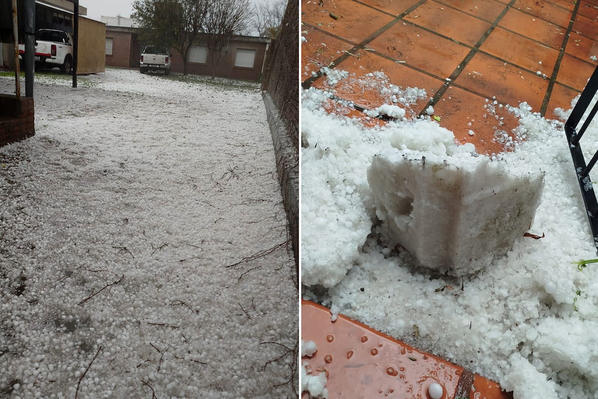 Fuerte caída de granizo en la zona sur de Santa Fe