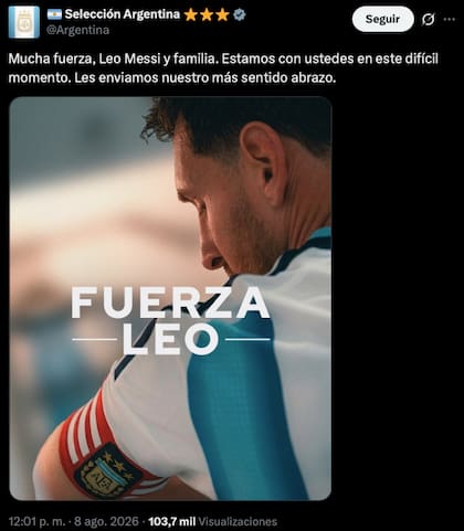 "Fuerza Leo": el posteo de la Selección en sus redes sociales