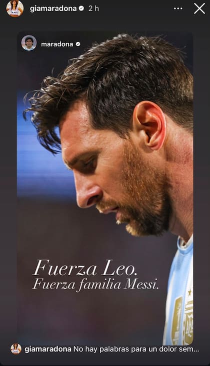 "Fuerza Leo", escribió Gianinna Maradona en sus redes sociales para apoyar a Messi tras la muerte de su padre