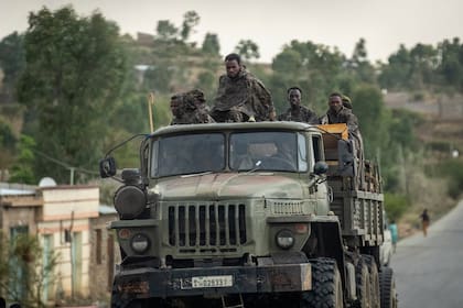 Fuerzas del gobierno central en Abi Adi, en la región de Tigray