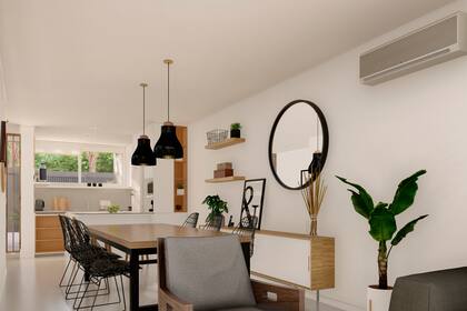 Funcional por donde se mire, el proyecto incluye un amplio living comedor con cocina integrada y salida al jardín.