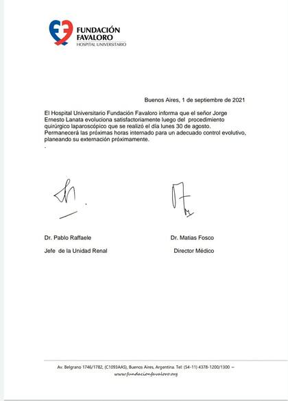 Nuevo parte médico de Jorge Lanata