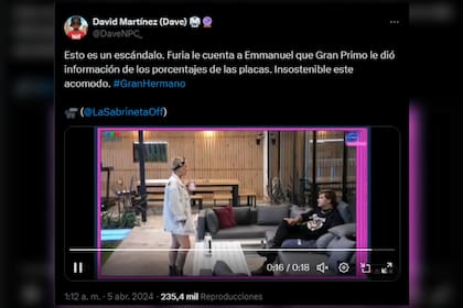 Furia confirmó que desde el adentro de GH recibe información que impacta en sus estrategias de juego (Captura X)