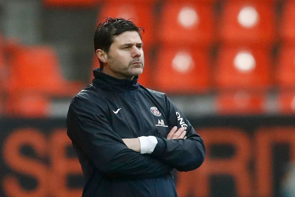 Fútbol Fútbol - Ligue 1 - Lorient v Paris St Germain - Stade du Moustoir, Lorient, Francia - 31 de enero de 2021 El entrenador del Paris St Germain, Mauricio Pochettino