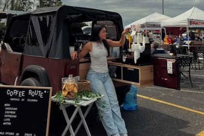 Gabi, una migrante colombiana, montó una cafetería rodante