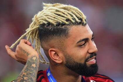 Gabigol lució sus rastas en el festejo de Flamengo en el Maracaná.