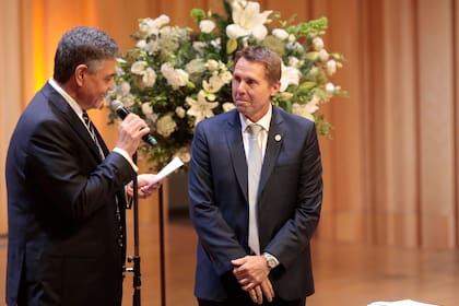 Gabino Tapia junto a Jorge Macri en su jura como ministro de Justicia de la ciudad