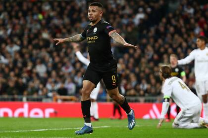 Gabriel Jesús festeja el empate de Manchester City sobre Real Madrid