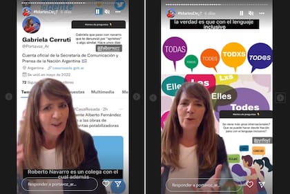 Gabriela Cerruti haciendo videos en Instagram