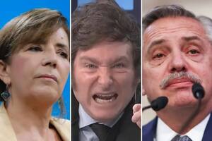 Gabriela Cerruti, Javier Milei y Alberto Fernández