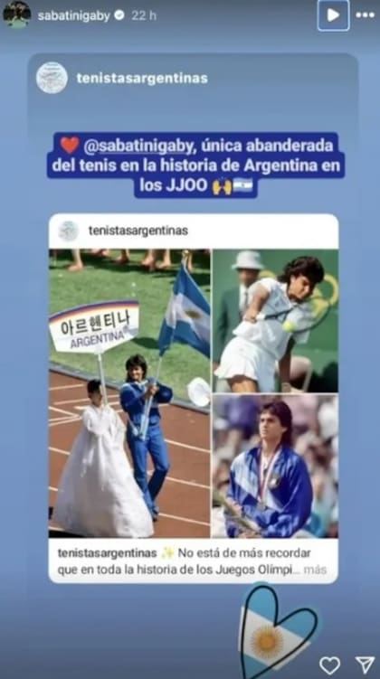 Gabriela Sabatini rompió el silencio con una reacción en Instagram que recordó su paso por los Juegos Olímpicos de París