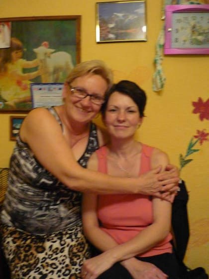 Ganna Korbutiak junto a su hija mayor, Tatiana