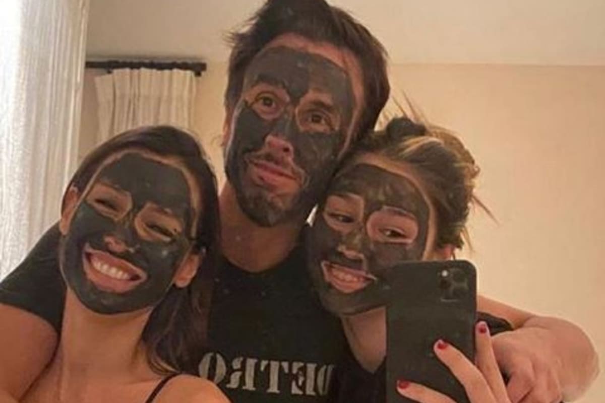 García Moritán junto a su hija Delfina y su esposa, Pampita