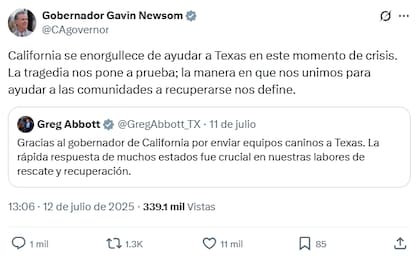 Gavin Newsom remarcó el apoyo de los estados ante una tragedia