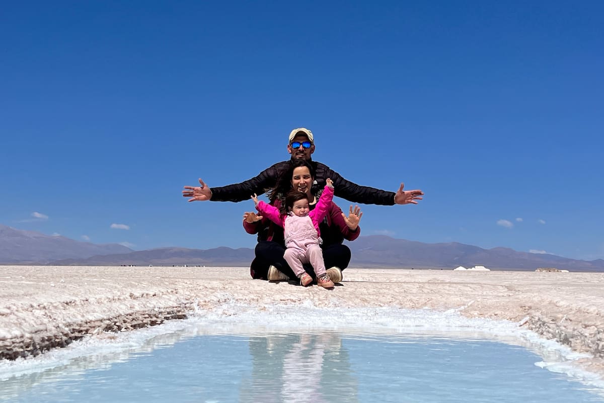 Gavito, Vicky y Juana en las Salinas Grandes.