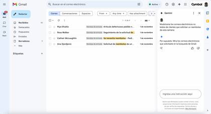 Gemini dando una mano en Gmail