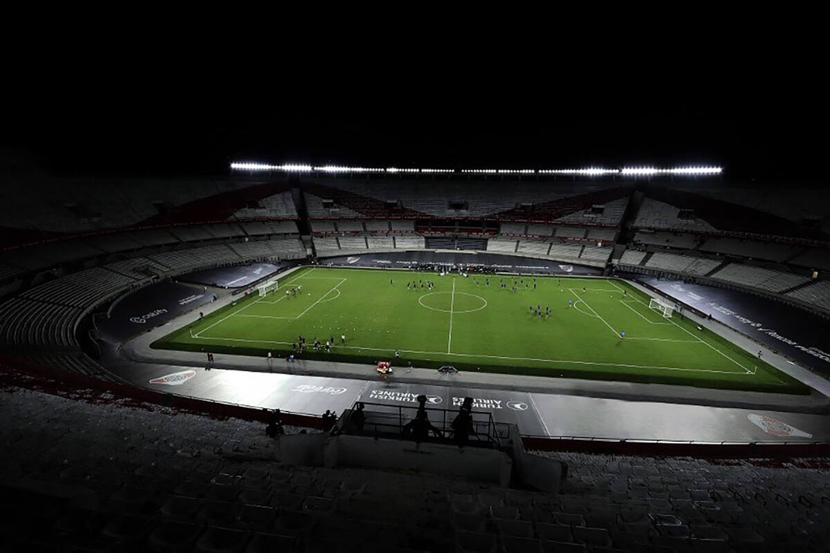 General view of the recently renovated Monumental stadium before an Argentine Professional Football League match between River Plate and Central, in Buenos Aires, on February 20, 2021.