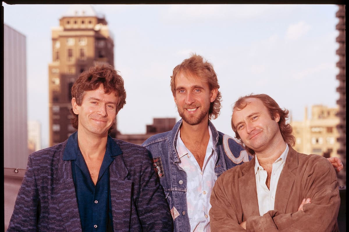 Genesis en 1986, Tony Banks, Mike Rutherford y Phil Collins, el año en que editaron Invisible Touch