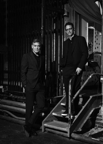 George Clooney y Grant Heslov en el Winter Garden Theater de Nueva York