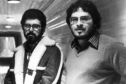 George Lucas (izq.) en tiempos de El regreso del Jedi
