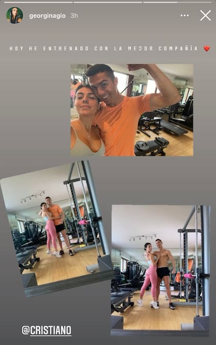 Georgina y Cristiano entrenaron juntos en la mañana del lunes