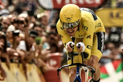 Geraint Thomas en la penúltima etapa del Tour, donde selló su conquista