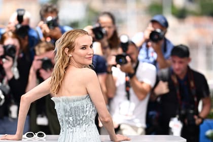 German actress Diane Kruger poses during a photocall for the film "The Shrouds" at the 77th edition of the Cannes Film Festival in Cannes, southern France, on May 21, 2024. (Photo by LOIC VENANCE / AFP)