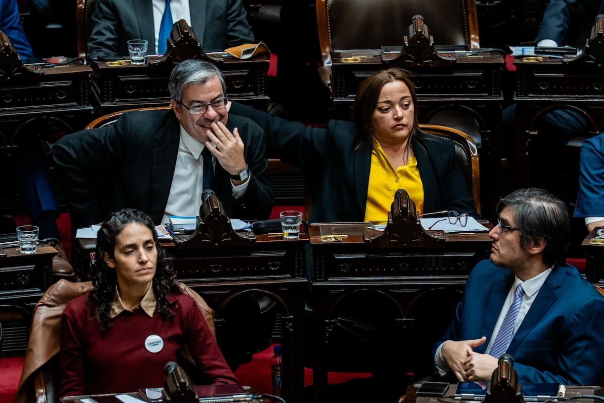 Germán Martínez y Cecilia Moreau, de UP, en el recinto de Diputados