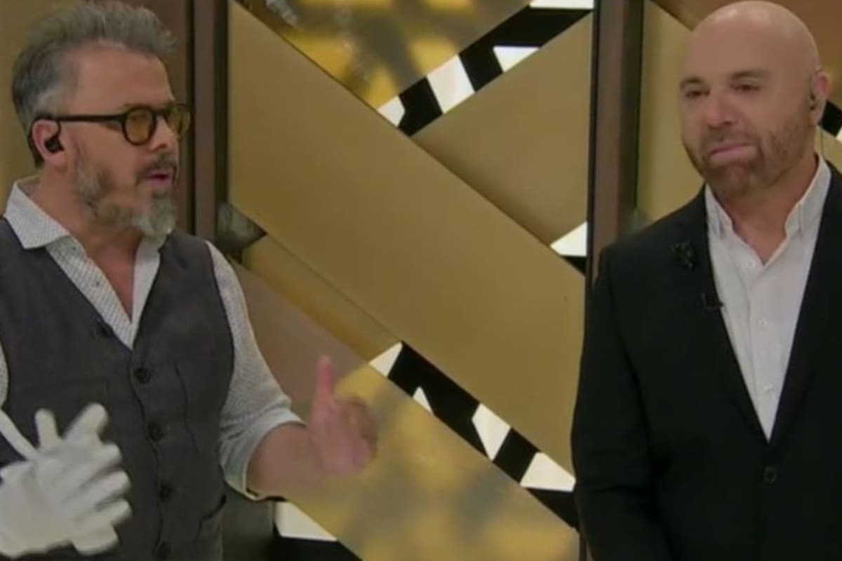 Germán Martitegui no pudo ocultar su fastidio al presenciar la "competencia de chistes" entre Donato y Luisa Albinoni (Foto: Captura de video)