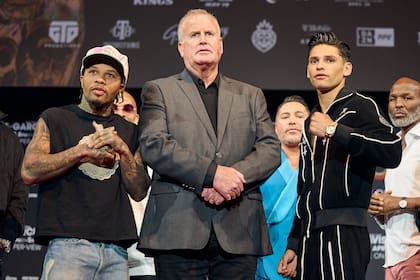 Gervonta Davis y Ryan García, durante la presentación de la pelea en Las Vegas.