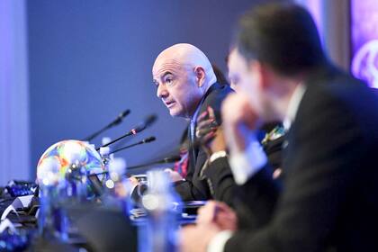 Gianni Infantino, el presidente de FIFA, en la reunión de Consejo en Miami, donde se decidió que el Mundial de Clubes se amplíe a 24 equipos en 2021.