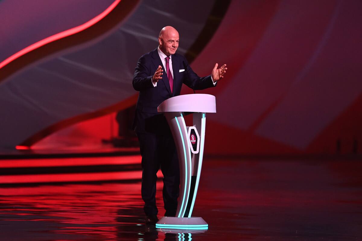 Gianni Infantino, presidente de la FIFA durante la ceremonia del sorteo del mundial Qatar 2022