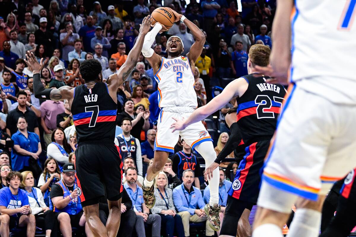 Gilgeous-Alexander explota con 47 puntos y el Thunder supera en prórroga 114-110 a los Pistons