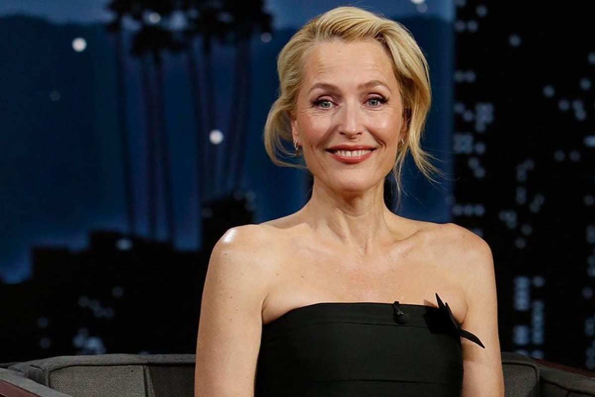 Gillian Anderson estuvo con Jimmy Kimmel en su programa homónimo de ABC (Crédito: Instagram/@gilliana