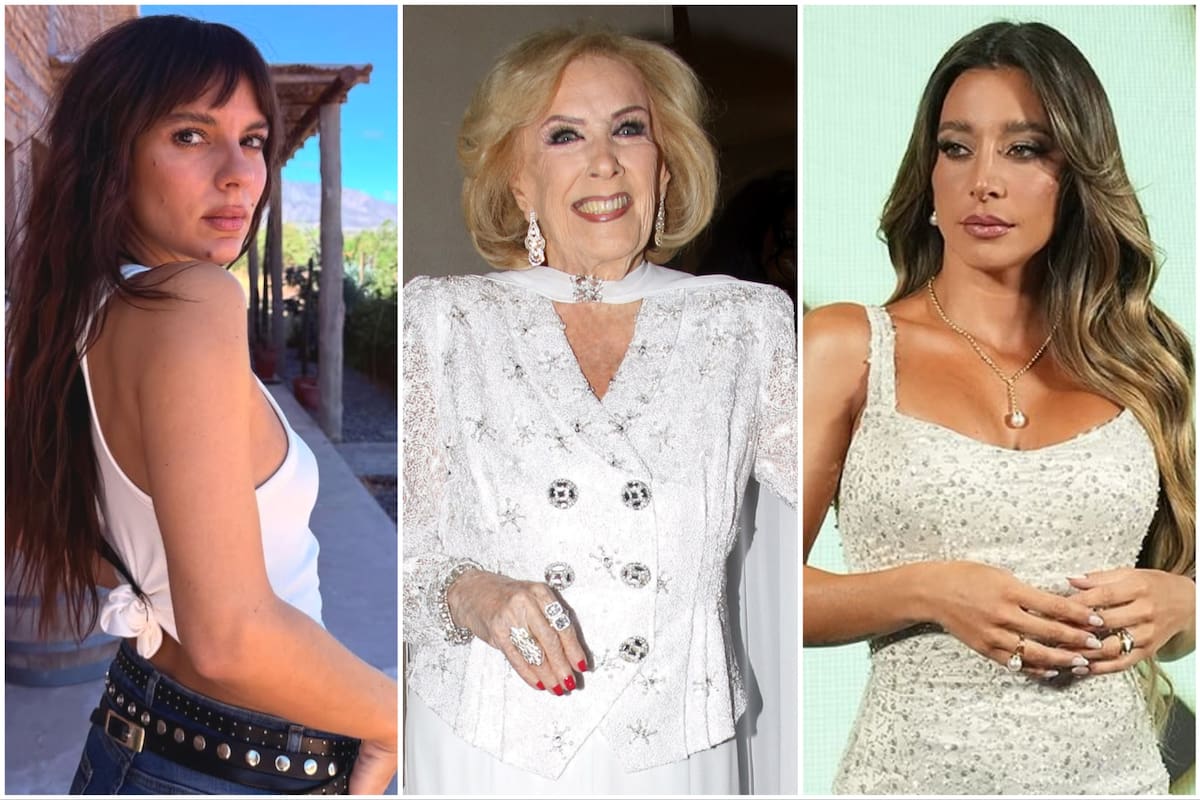 Gimena Accardi, Mirtha Legrand y Sol Pérez, tres figuras que desfilarán esta noche por la alfombra roja de los Martín Fierro de la televisión