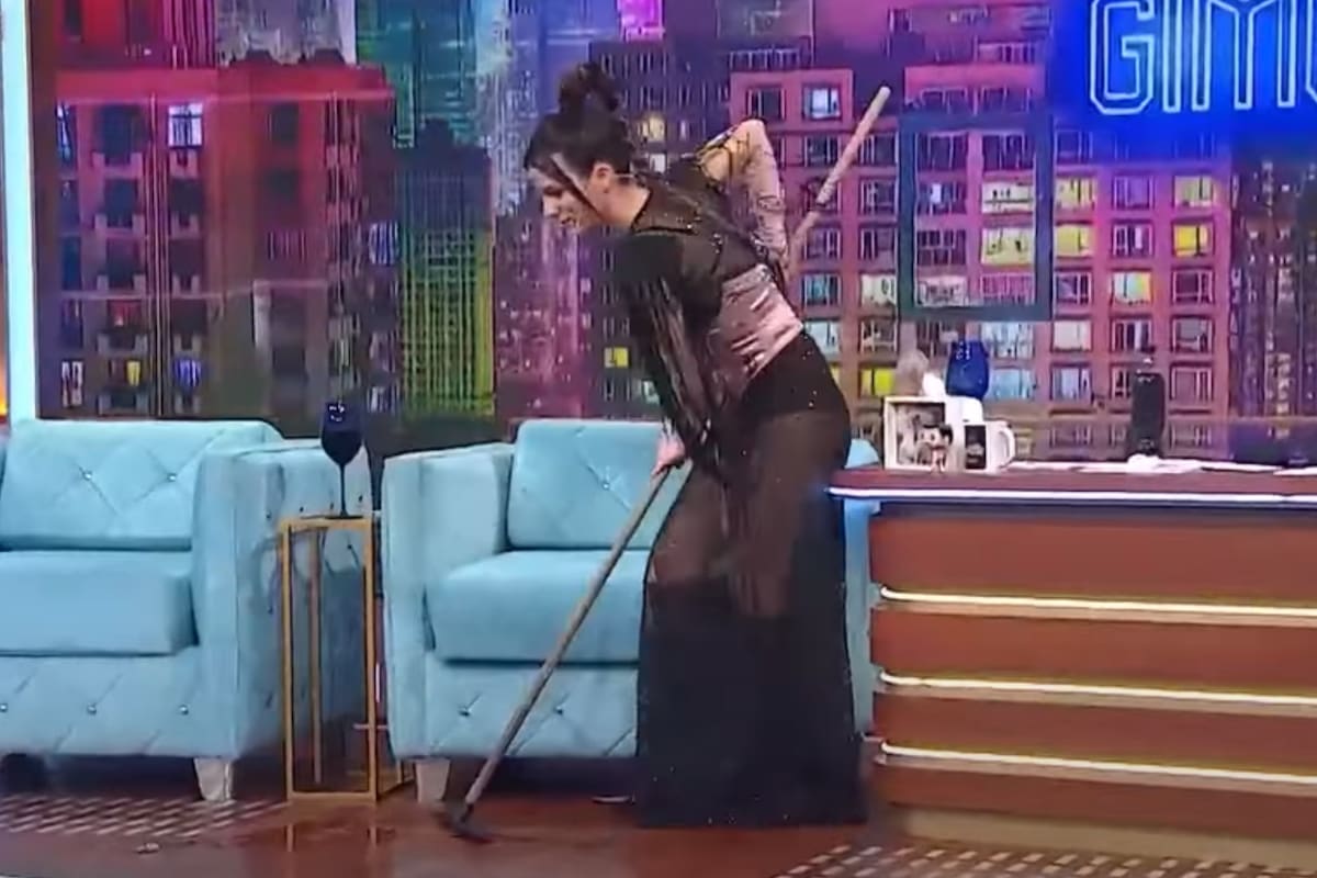 Gimena Accardi tuvo un inesperado incidente en Noche al Dente y terminó limpiando el piso en vivo