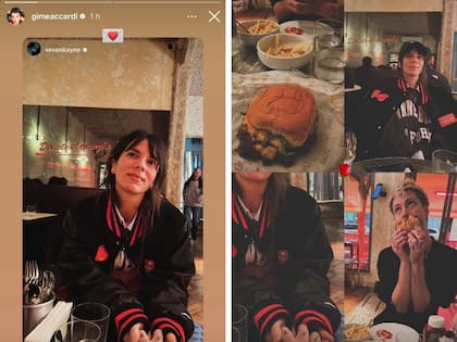 Gimena Accardi y Seven Kayne se tomaron tiernas fotos en una hamburguesería