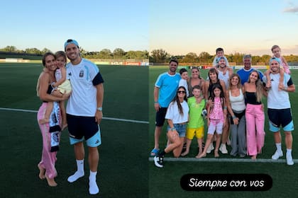 Gio Lo Celso recibió en el predio a su mujer Magui Alcacer, a su hija Emilia y al resto de su familia (Foto: Instagram @maguialcacer)