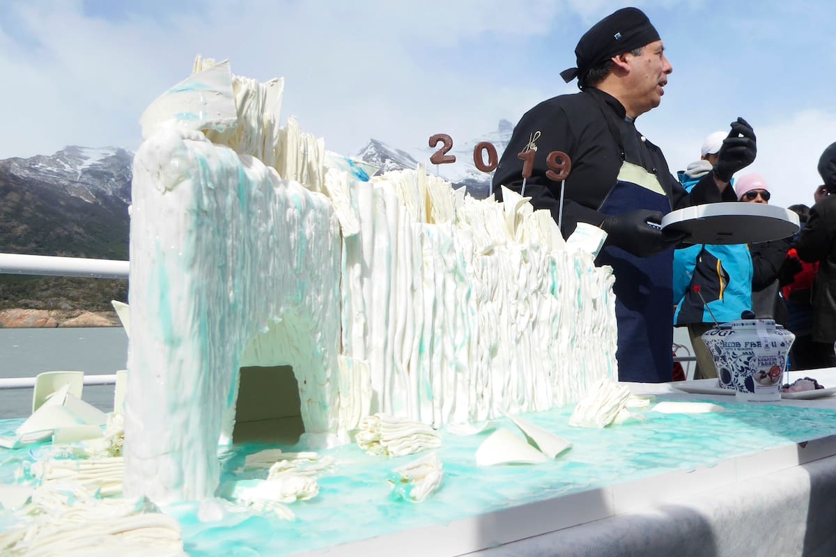 glaciar de chocolate que hicieron hoy frente al glaciar Perito Moreno