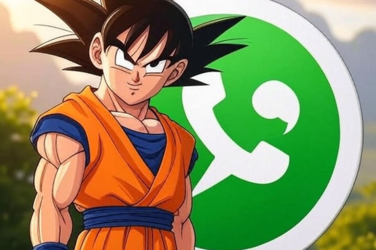 Goku en el "modo Dragon Ball Z" de WhatsApp