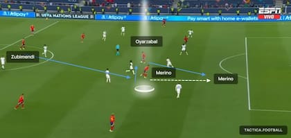 Gol de Merino a Francia en 2025, por la Nations League; una acción muy parecida al gol de Pedro Porro a Francia para el 2-0 por la semifinal del Mundial 2026